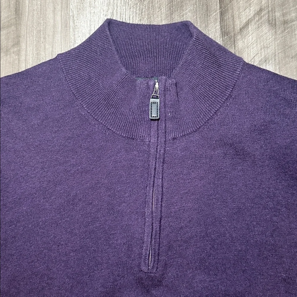 Jos. A. Bank Traveller Deep Purple Quarter Zip Pullover Sweater - 2XLT - Picture 5 of 7